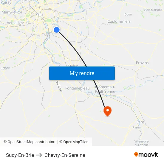 Sucy-En-Brie to Chevry-En-Sereine map