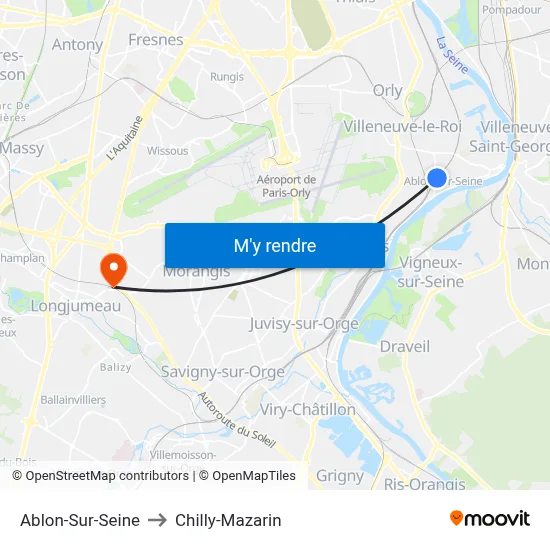 Ablon-Sur-Seine to Chilly-Mazarin map