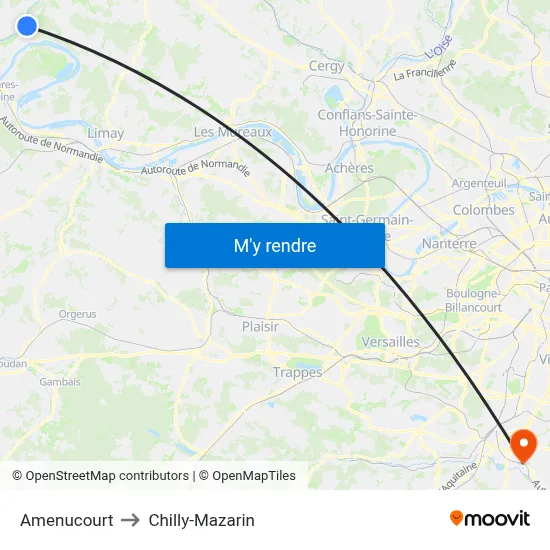 Amenucourt to Chilly-Mazarin map