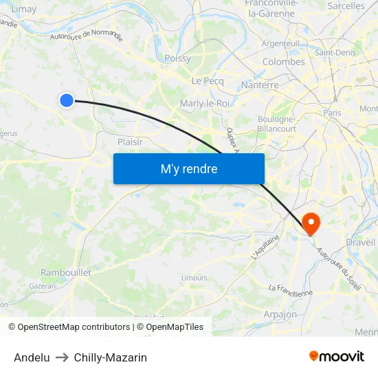 Andelu to Chilly-Mazarin map