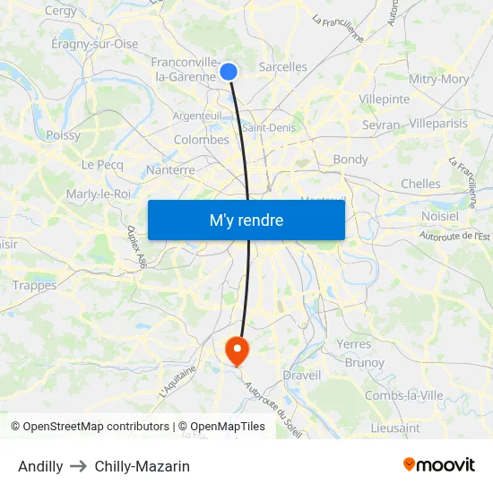 Andilly to Chilly-Mazarin map