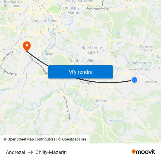 Andrezel to Chilly-Mazarin map