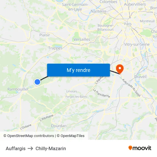 Auffargis to Chilly-Mazarin map