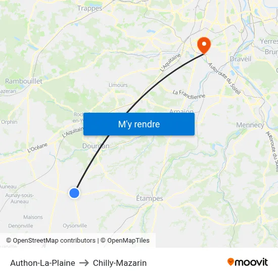 Authon-La-Plaine to Chilly-Mazarin map