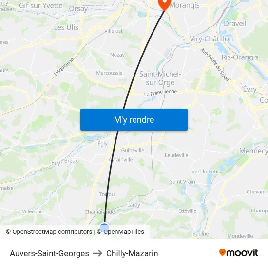 Auvers-Saint-Georges to Chilly-Mazarin map