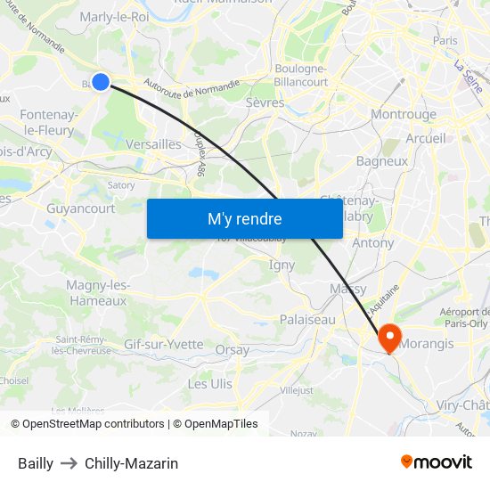 Bailly to Chilly-Mazarin map