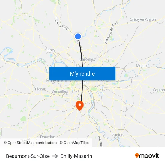 Beaumont-Sur-Oise to Chilly-Mazarin map