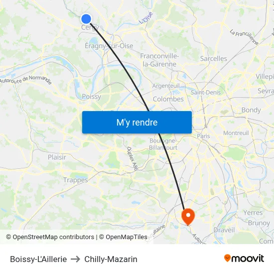 Boissy-L'Aillerie to Chilly-Mazarin map