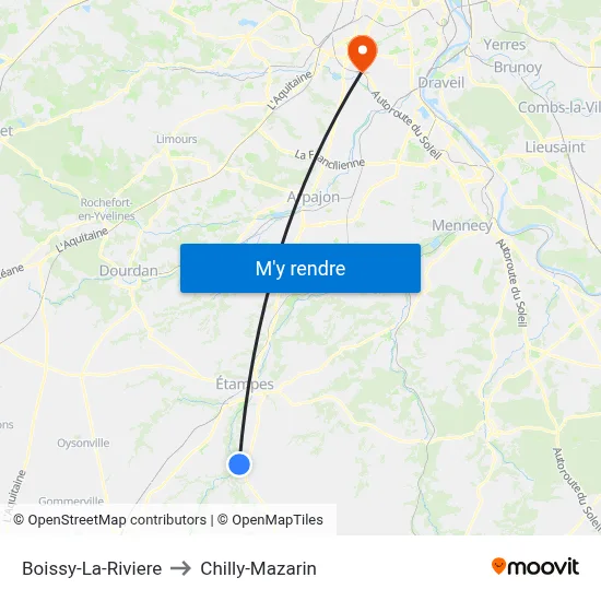 Boissy-La-Riviere to Chilly-Mazarin map