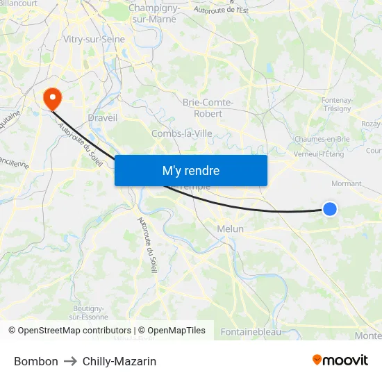 Bombon to Chilly-Mazarin map