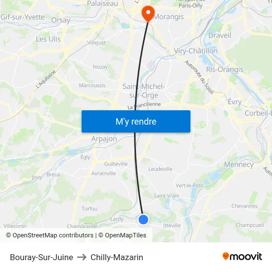 Bouray-Sur-Juine to Chilly-Mazarin map