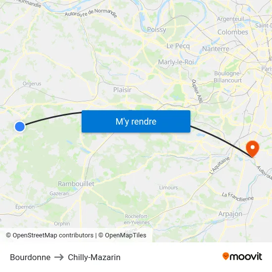 Bourdonne to Chilly-Mazarin map