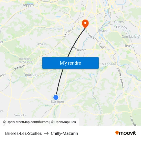 Brieres-Les-Scelles to Chilly-Mazarin map
