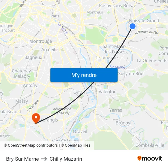 Bry-Sur-Marne to Chilly-Mazarin map