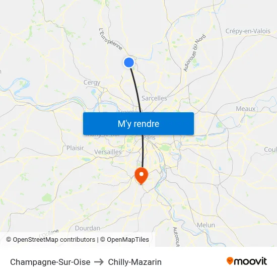 Champagne-Sur-Oise to Chilly-Mazarin map