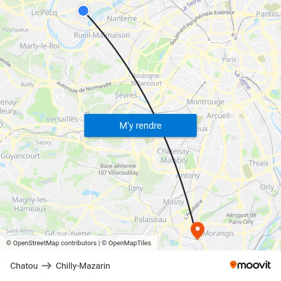 Chatou to Chilly-Mazarin map