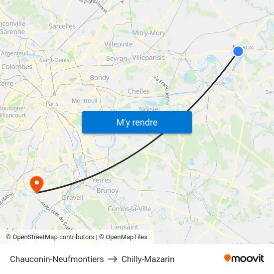 Chauconin-Neufmontiers to Chilly-Mazarin map