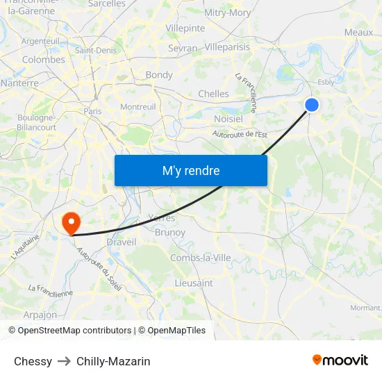 Chessy to Chilly-Mazarin map