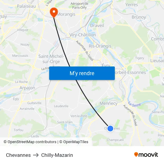 Chevannes to Chilly-Mazarin map
