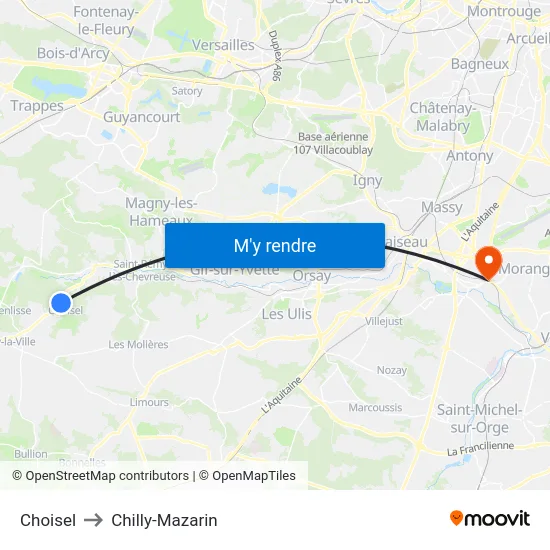 Choisel to Chilly-Mazarin map