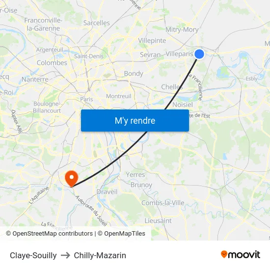 Claye-Souilly to Chilly-Mazarin map