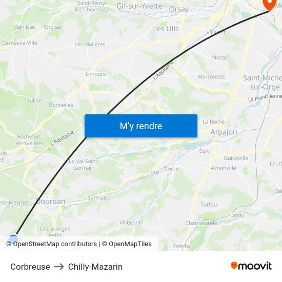 Corbreuse to Chilly-Mazarin map