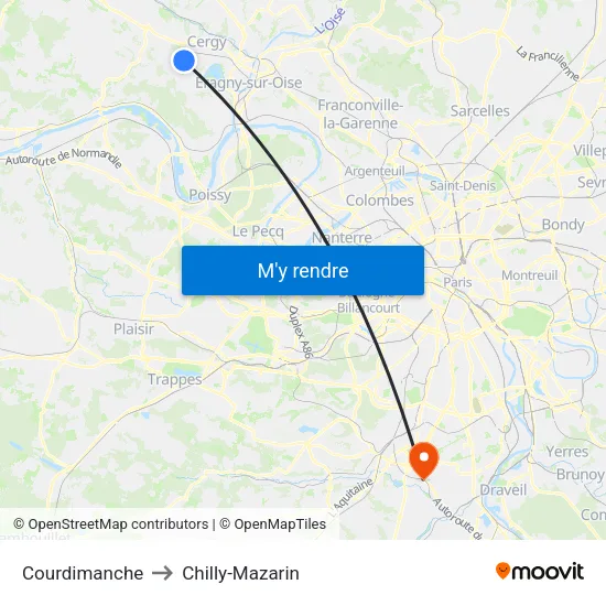 Courdimanche to Chilly-Mazarin map