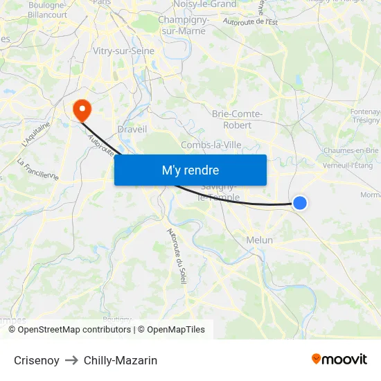 Crisenoy to Chilly-Mazarin map