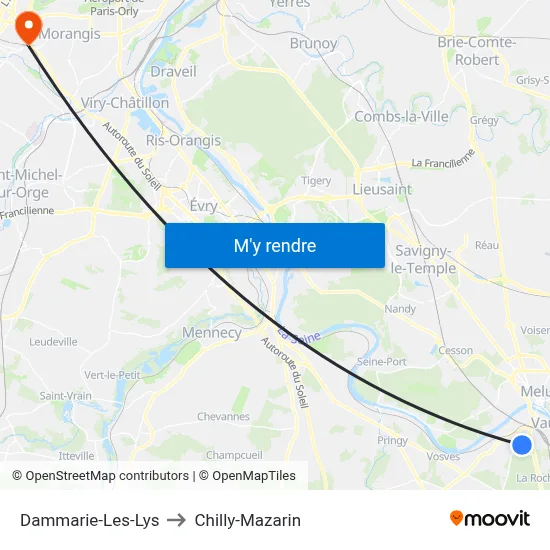 Dammarie-Les-Lys to Chilly-Mazarin map
