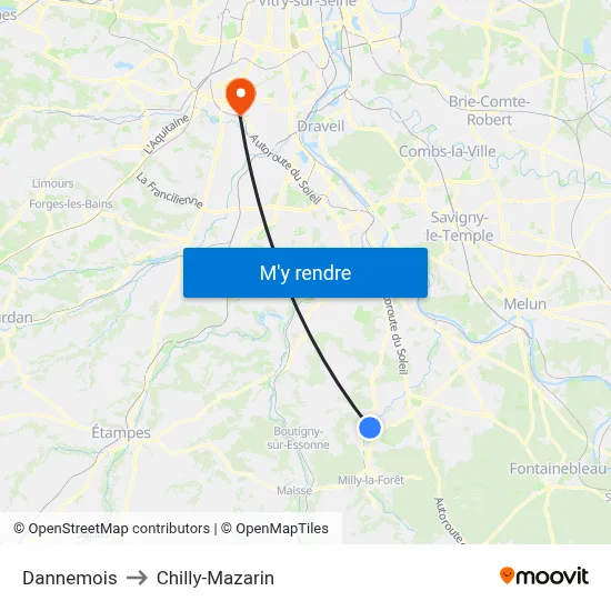 Dannemois to Chilly-Mazarin map