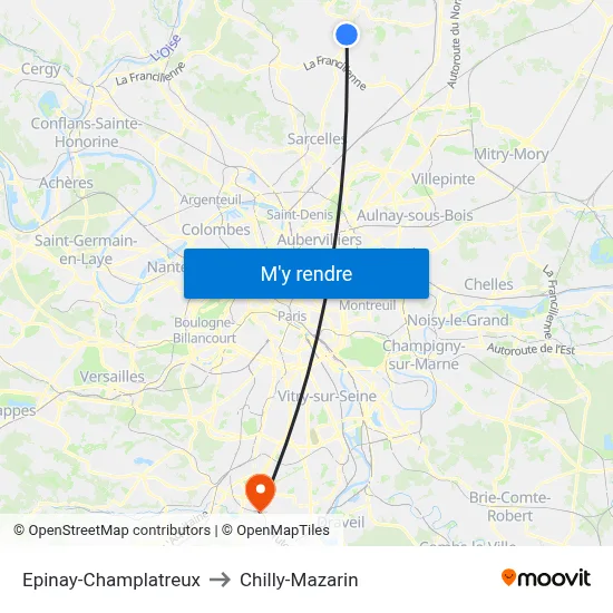 Epinay-Champlatreux to Chilly-Mazarin map