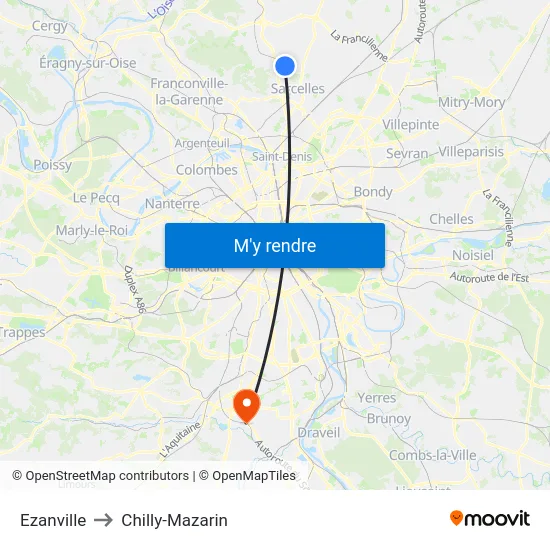 Ezanville to Chilly-Mazarin map
