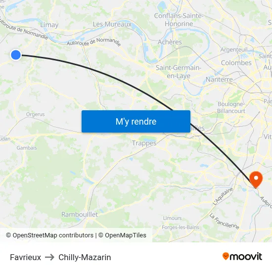 Favrieux to Chilly-Mazarin map