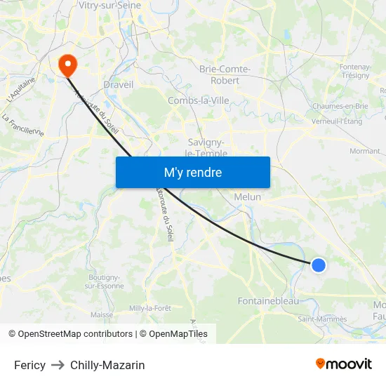 Fericy to Chilly-Mazarin map