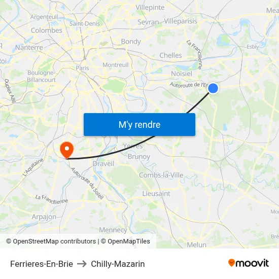 Ferrieres-En-Brie to Chilly-Mazarin map