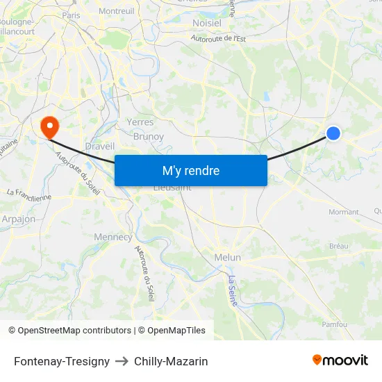Fontenay-Tresigny to Chilly-Mazarin map