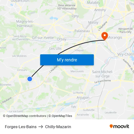 Forges-Les-Bains to Chilly-Mazarin map