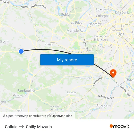 Galluis to Chilly-Mazarin map