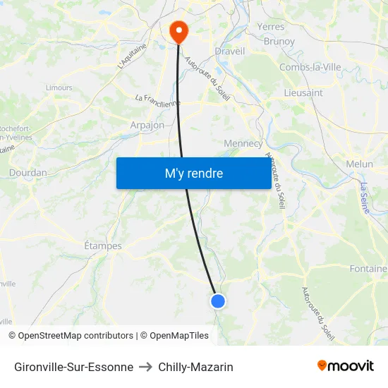 Gironville-Sur-Essonne to Chilly-Mazarin map