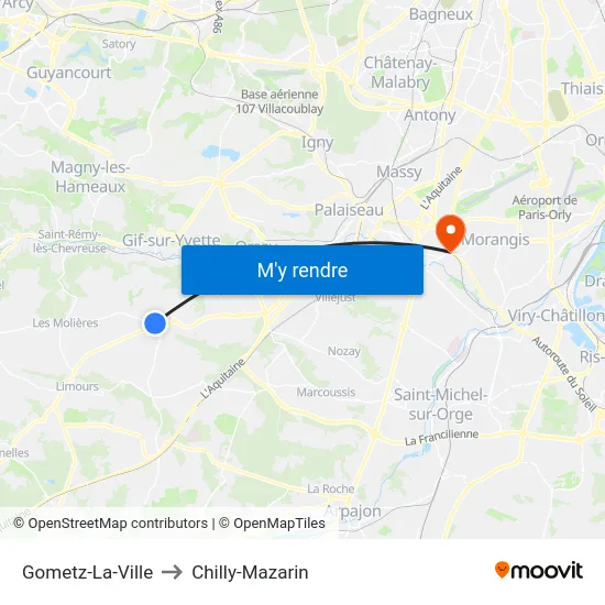 Gometz-La-Ville to Chilly-Mazarin map