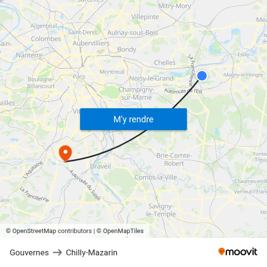 Gouvernes to Chilly-Mazarin map
