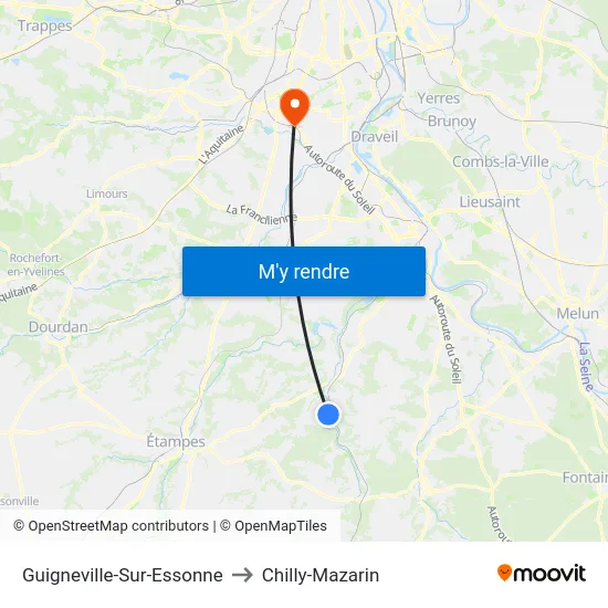 Guigneville-Sur-Essonne to Chilly-Mazarin map