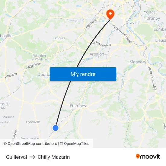 Guillerval to Chilly-Mazarin map