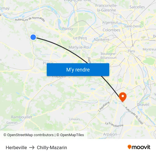 Herbeville to Chilly-Mazarin map