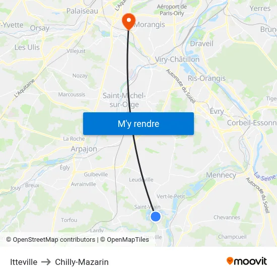Itteville to Chilly-Mazarin map