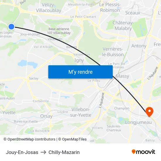 Jouy-En-Josas to Chilly-Mazarin map