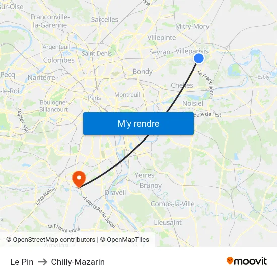 Le Pin to Chilly-Mazarin map