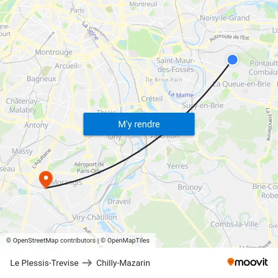 Le Plessis-Trevise to Chilly-Mazarin map