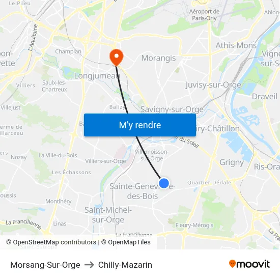 Morsang-Sur-Orge to Chilly-Mazarin map