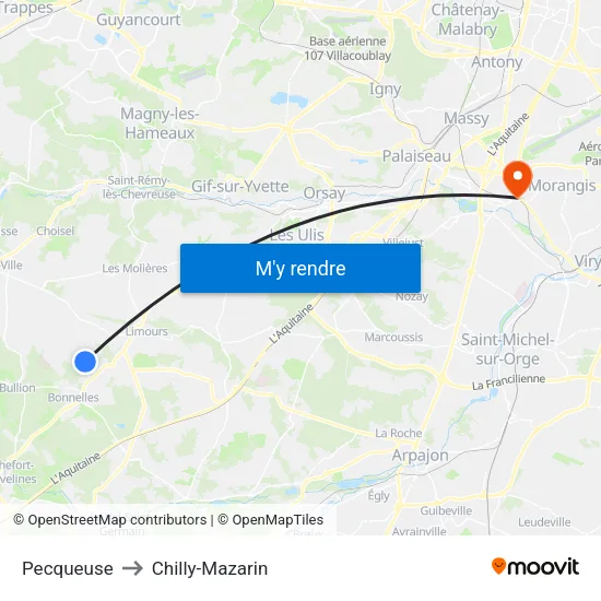 Pecqueuse to Chilly-Mazarin map